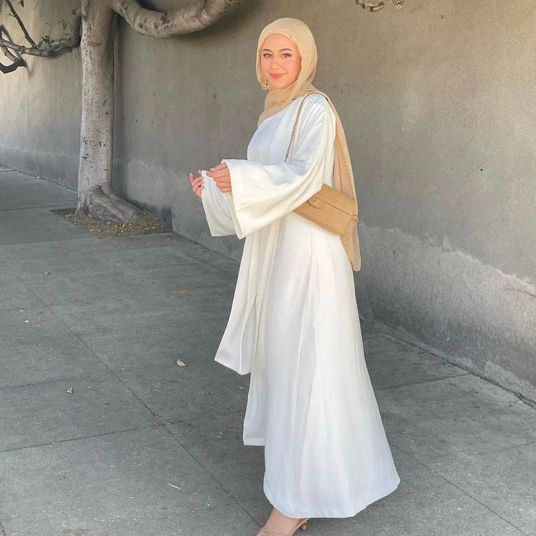 2022  Dubai Summer Solid Color Thress Piece Suit Abaya Women Muslim Dress Open Abaya