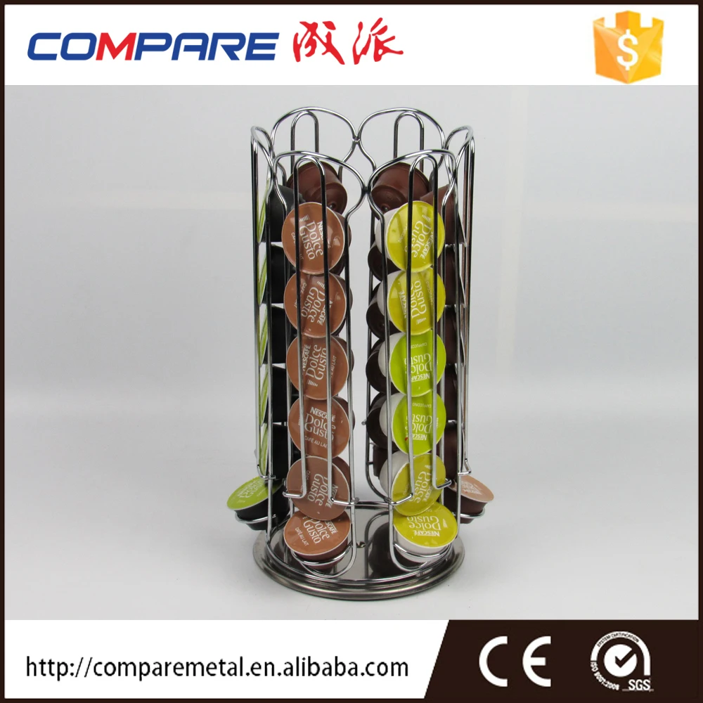 Hot sale revolving 36 Capsule Coffee Pod Holder Tower Stand Rack for Dolce Gusto coffee capsule holder