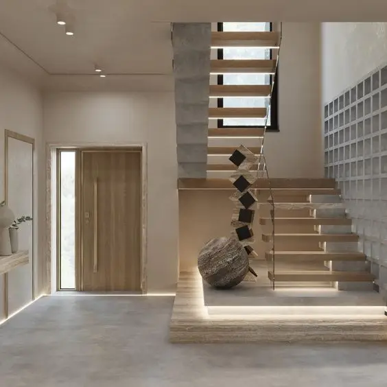 Australia Standard Solid Wood Staircase Glass Stair U-Shape Straight House Stairs