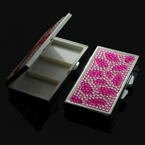 big size cute jewelled metal pill box case lip balm packaging box custom CD-YHD075