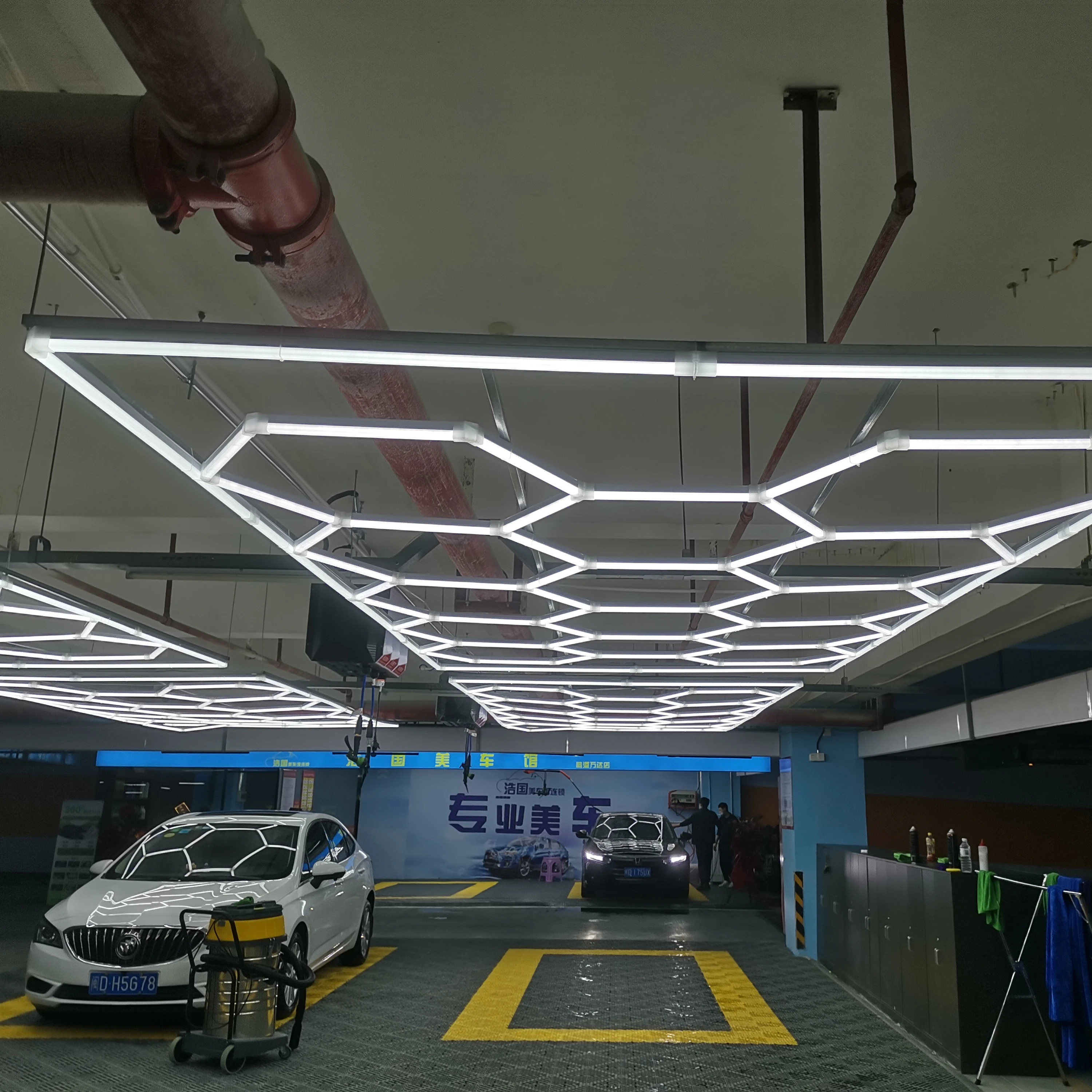 8 feet *15.7 feet deformable led linear high bay lamp hanging hexagon detailing led home hexagon modular ceiling garage light
