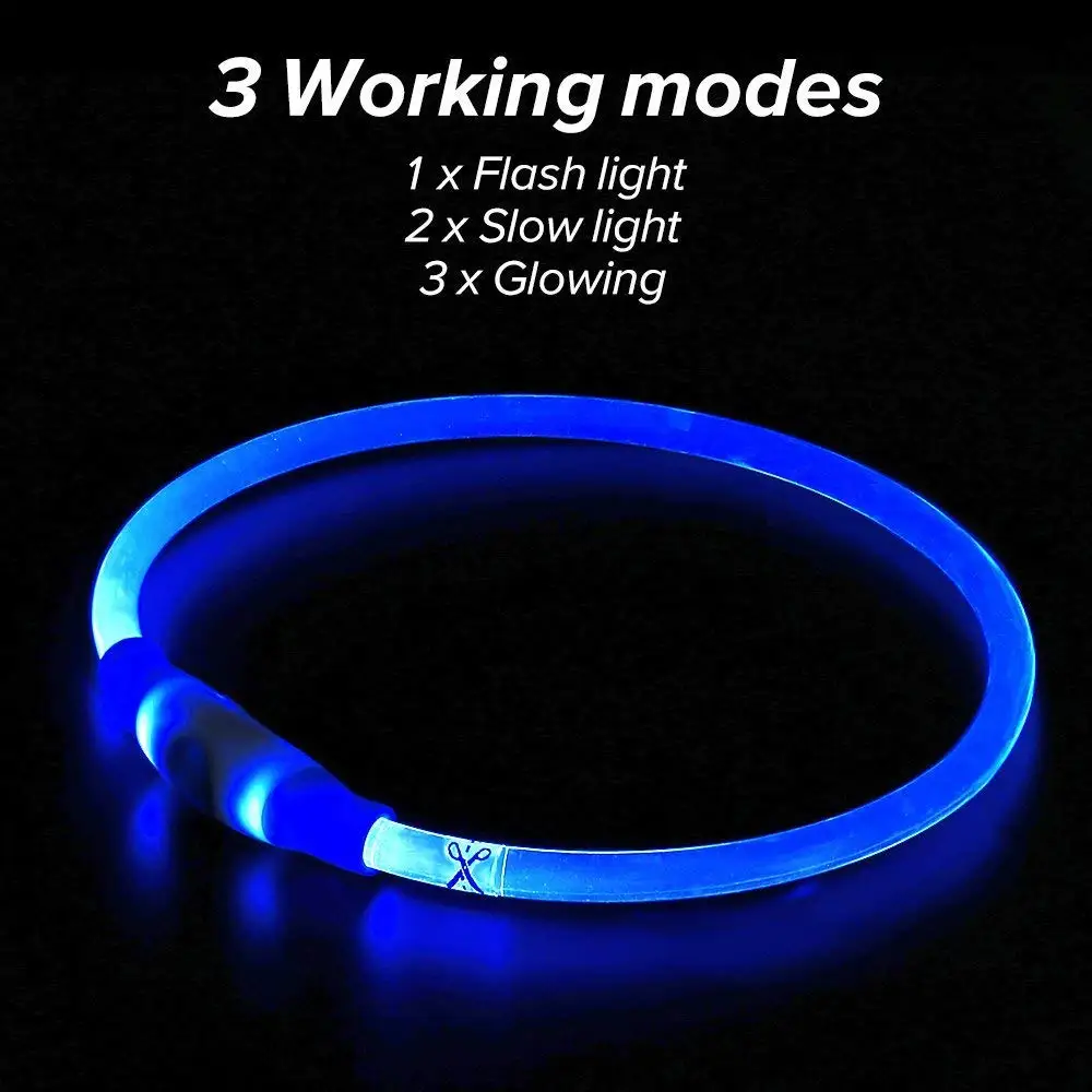 Manufacturers Silicone Large Big Light Up LED Dog Collar Usb Rechargeable Waterproof Night Dog Collar