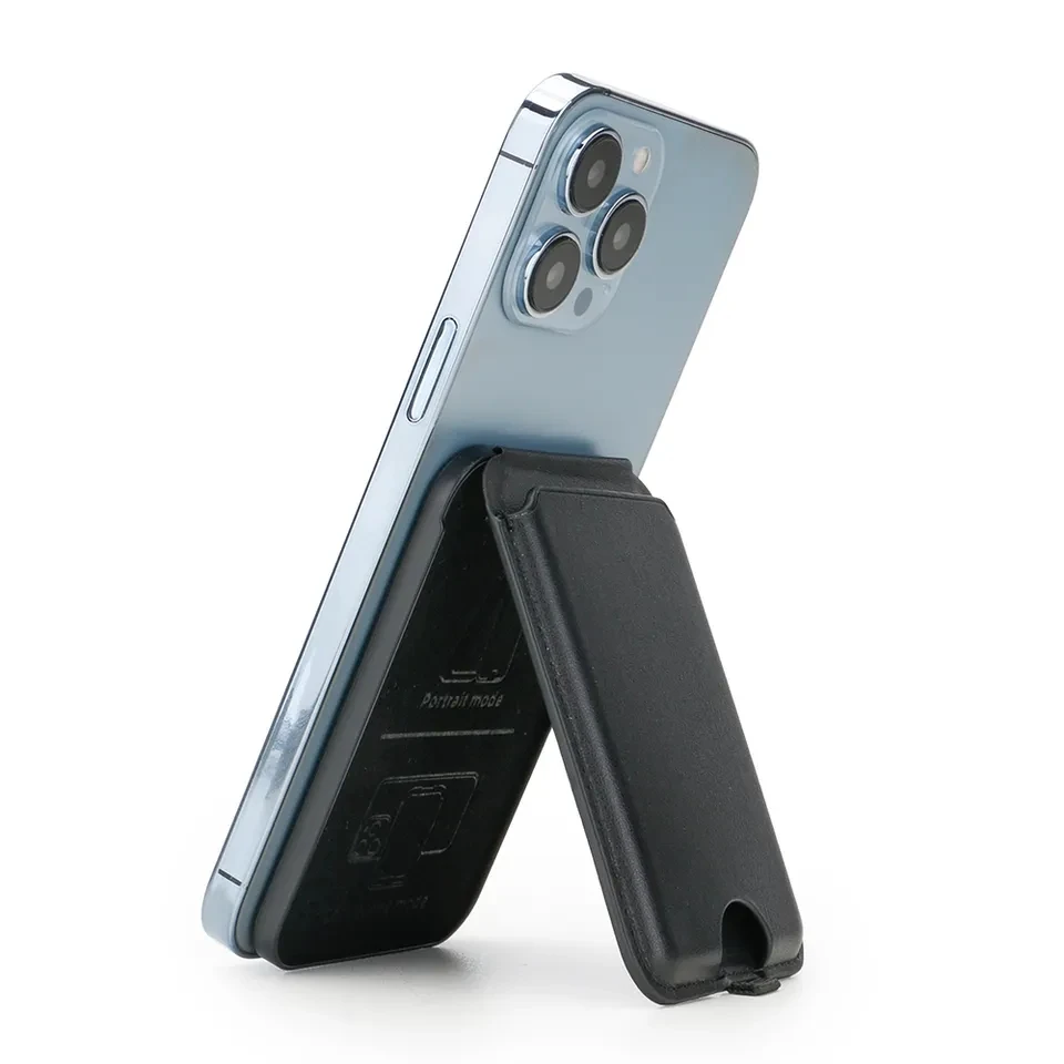 PU Leather Card Wallet with Magnet ring Card Holder Foldable Stand for MagSafe for iPhone 14 series