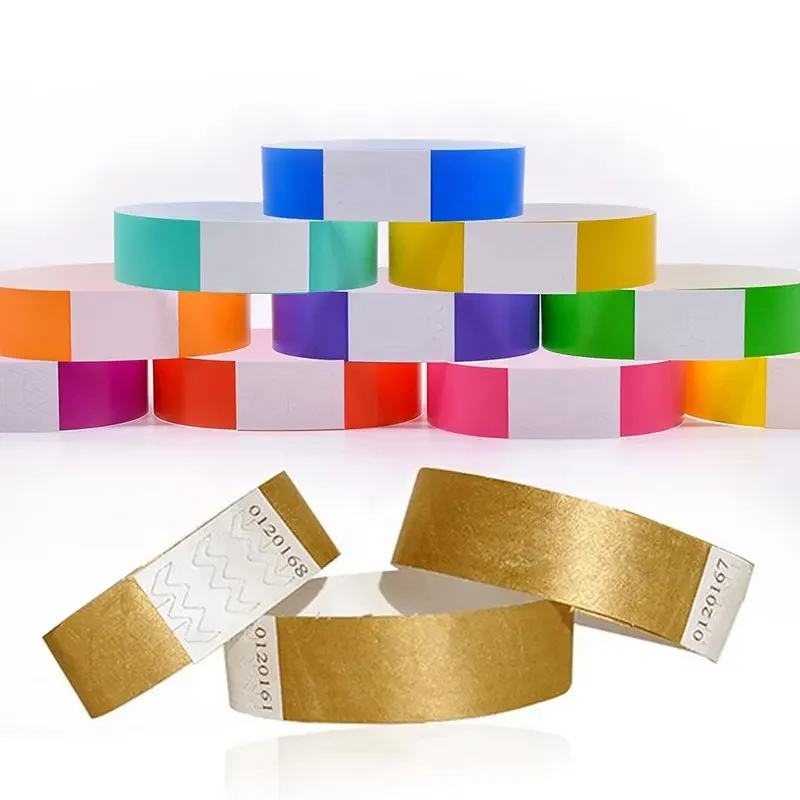 Custom Colourful Bracelet Cheap Personalised Waterproof Disposable Paper Band Tyvek Wristbands Concert ticket wristband