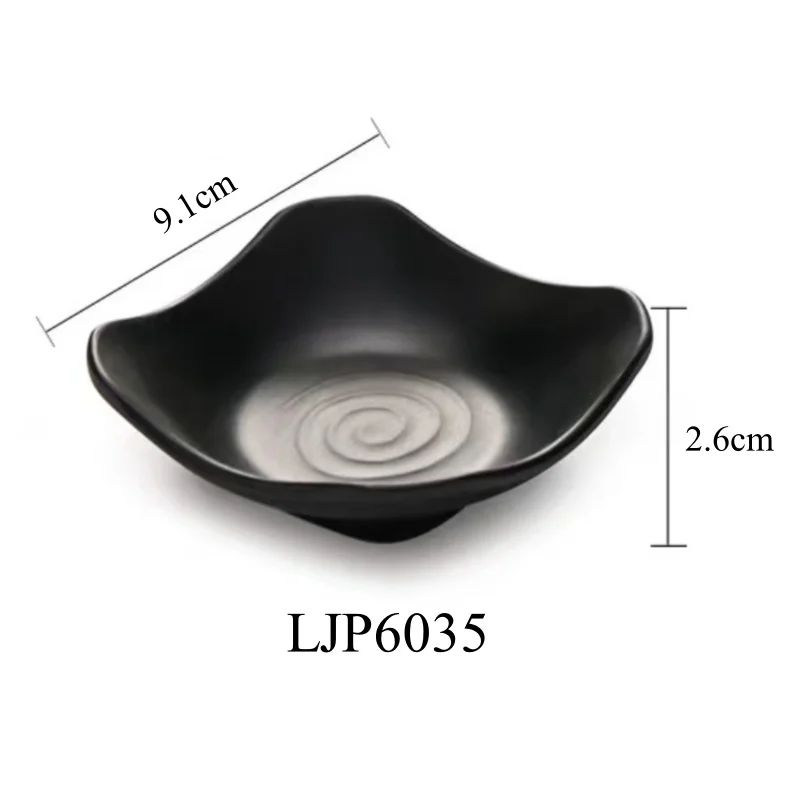 Wholesale Japanese Black Matte Plastic Seasoning Sauce Dish 3.6 Inch Melamine Soy Sauce Dish