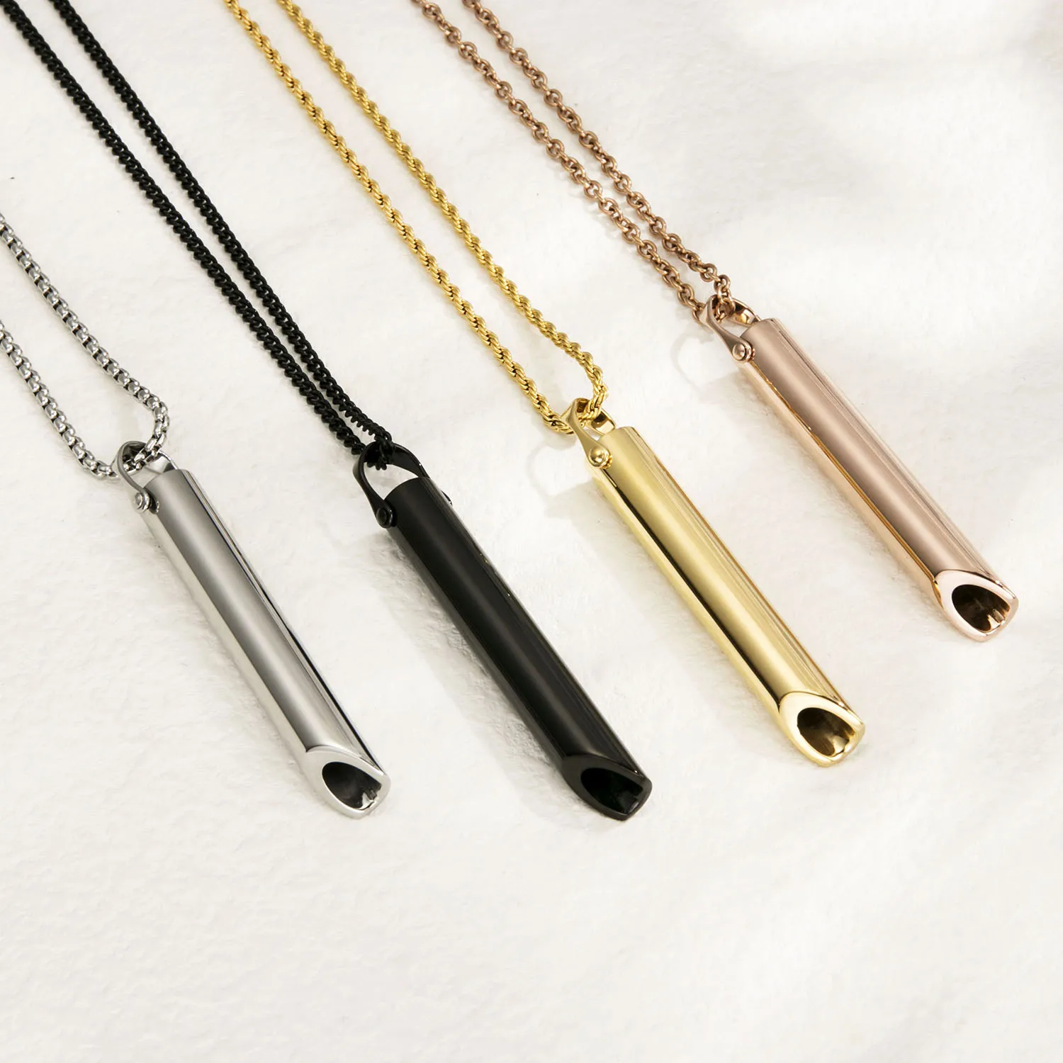 Stainless Steel Breathing Anxiety Necklace Pendant for Meditation Relaxation Calming Down Reducing Stress for Women and Men