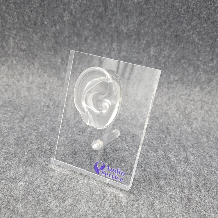 factory direct hearing aids display stands with single silicone ear models on