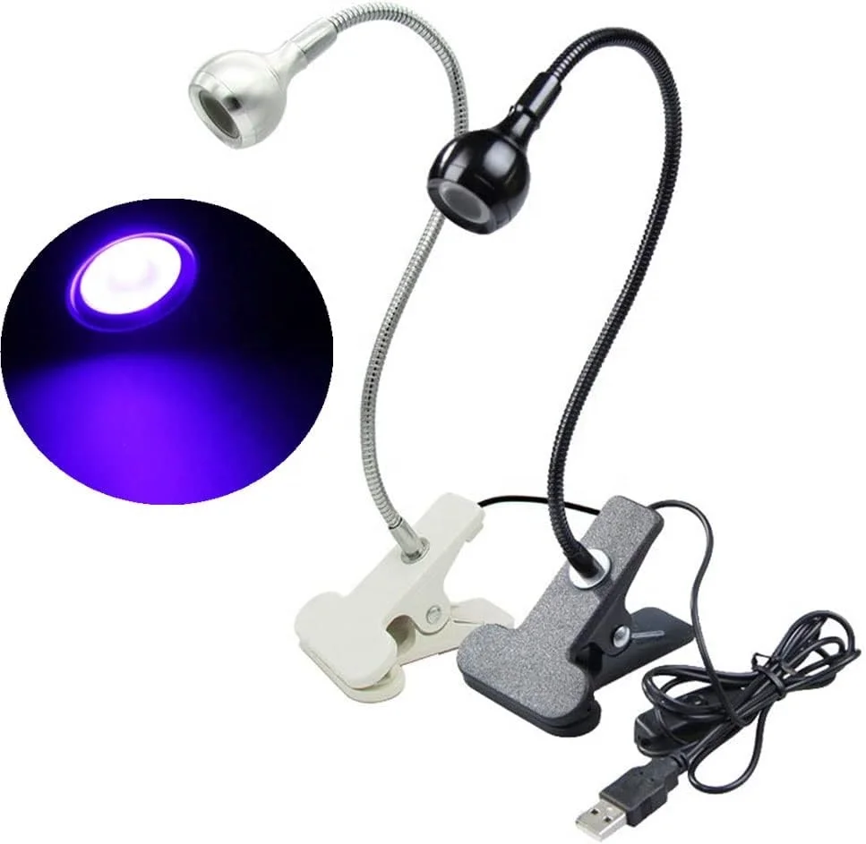 3W UV LED Desk Light Flexible Gooseneck and Clamp Mini Desk Light Portable Glue Curing Lamp Light for Nail