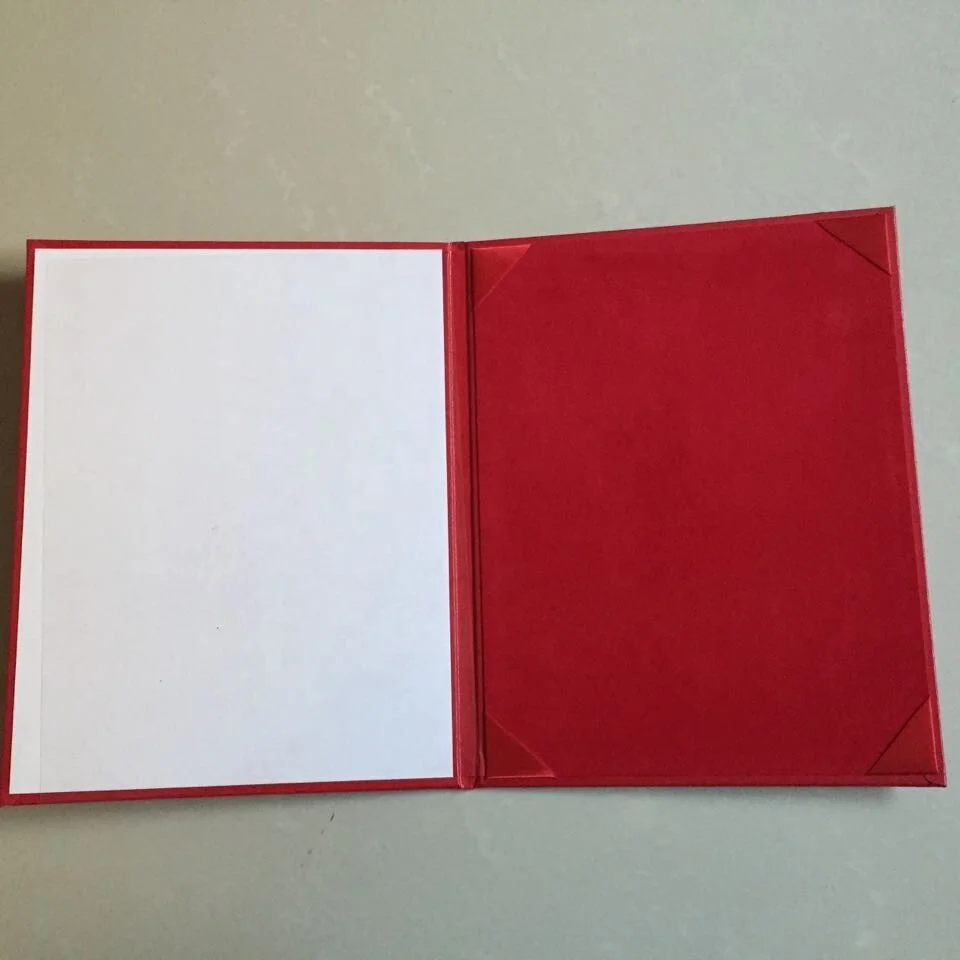 
Custom logo printing A4 leather plastic certificate holder 8.5 x 12 inch 