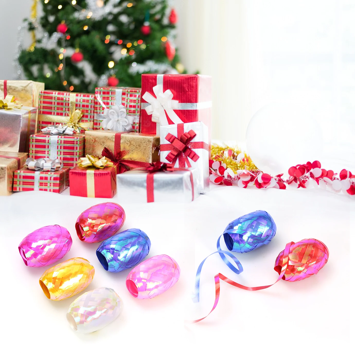 024 Balloon curling ribbon laster rugby plastic ribbon colorful PP balloon ribbon