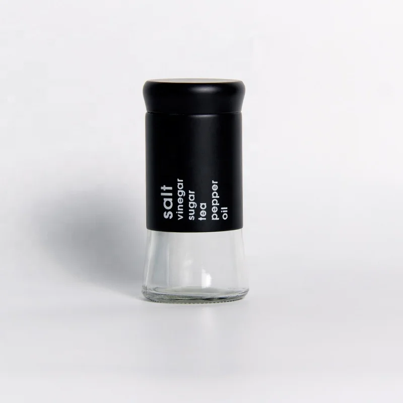 Factory Wholesale Hot Sale Spice Bottles Black Glass Spice Jar  With Plastic Flip Cover