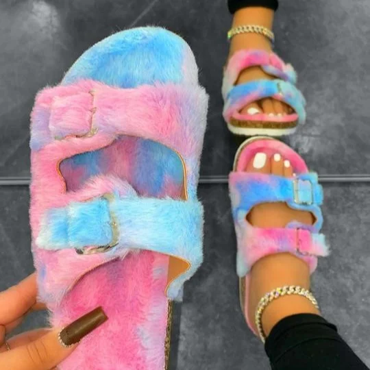 Designer slippers women famous brand candy color mink fur slipper women fall winter 2021 new trending colorful women fur slipper