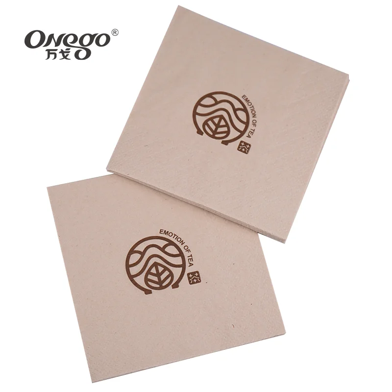 Virgin Unbleached Pulp Biodegradable 2 Ply Embossed Brown Bamboo Napkins