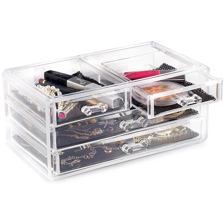 Plastic Clear Transparent Acrylic Cosmetic Storage Drawers Jewelry Organizer Makeup Holder