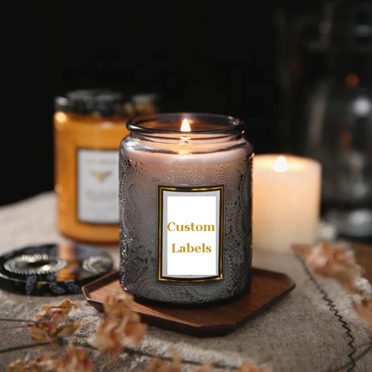 Wholesale empty 8 oz 240 ml clear glass candle jars container vessel with metal lids for scented candle making