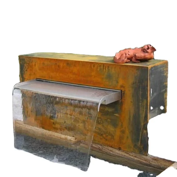 Стальной фонтан Corten Стальной круглый скульптурный фонтан для сада