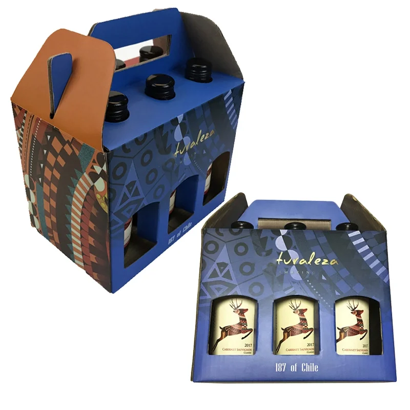 Cheap Price Custom Six Pack Carrier Liquor Beer Box Foldable Kraft Paper Corrugated Carton Wine Packages Gift Box for Bottles