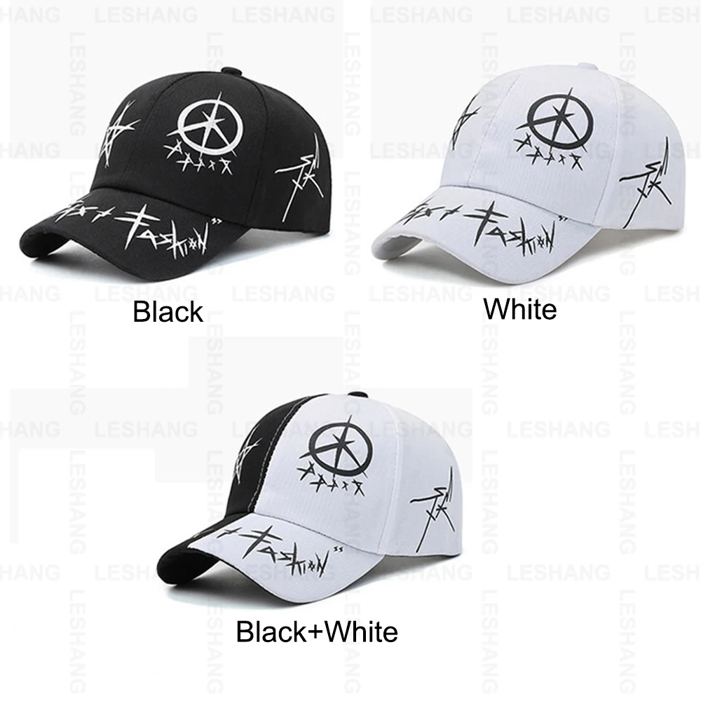 New Black and White Graffiti Baseball Caps Color-Blocking Custom Printing Logo Cotton 6Panel Curved Brim HIP HOP Sports Hats