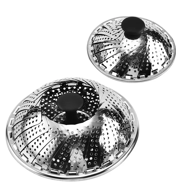 Collapsible Vegetable Steamer Basket- Food Safe Round Stainless Steel Steaming Tray - Fits Large and Small Pans, Pots, Instant P