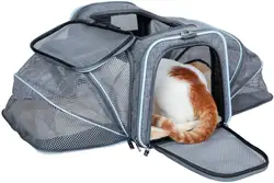 airline approved foldable  cat carrying bag dog carrier Two Side Expansion Extra Spacious Soft Side Pet Carrier