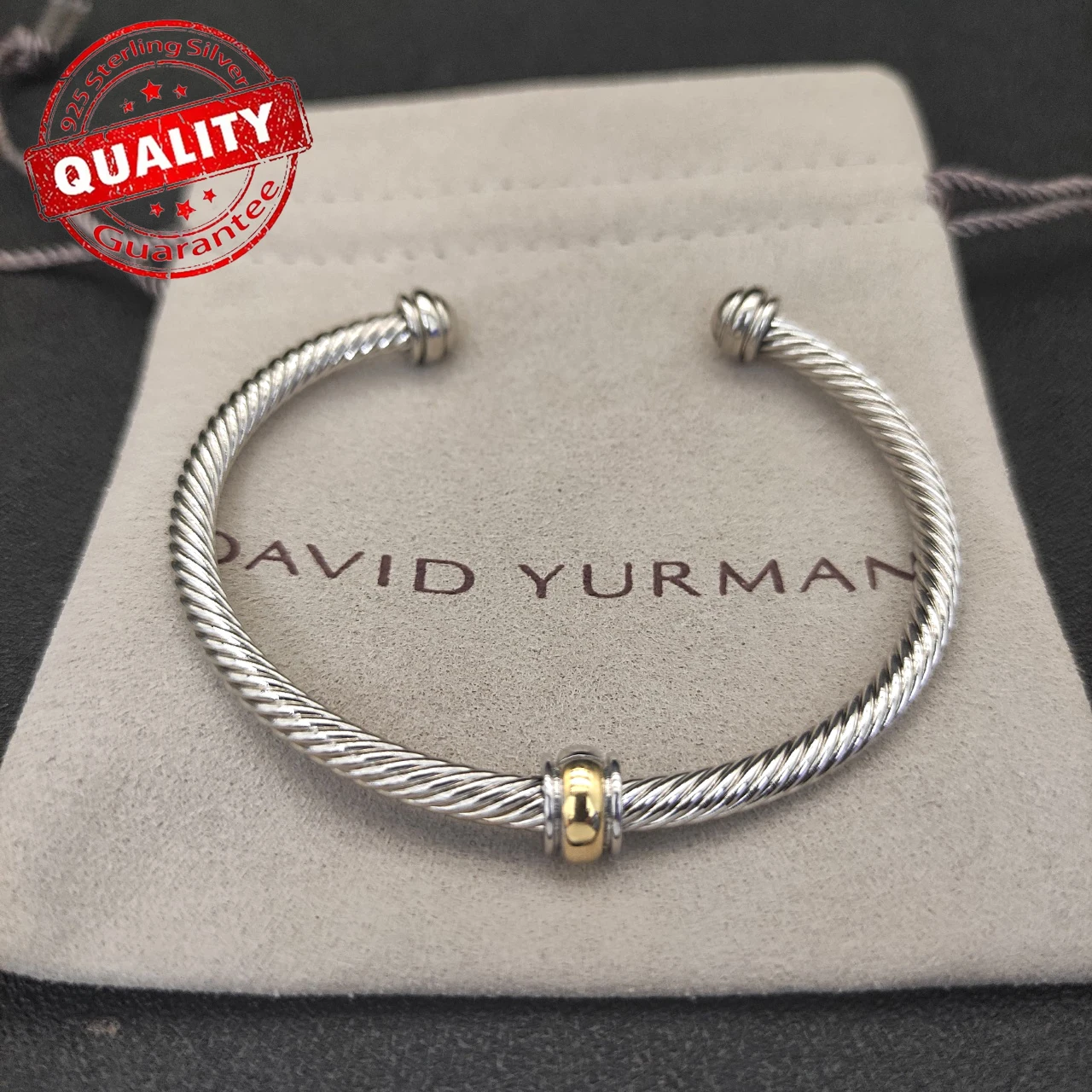 David Yarmans 925 Silver Industry and Trade Integrated Ins 4mm Single Bead Color Separation Inlaid Zircon Bracelet Jewelry