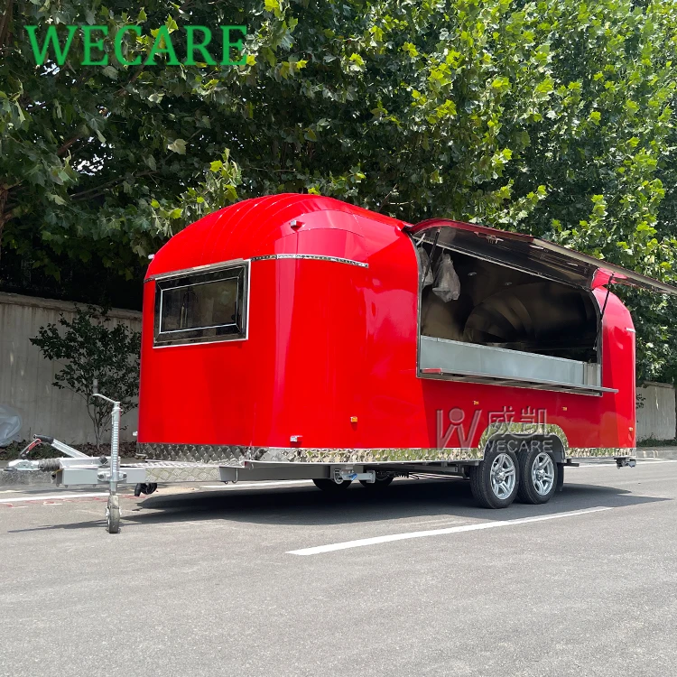 Wecare mobile restaurant with kitchen street food van airstream bar beer trailer fully equipped pizza oven food truck foodtruck