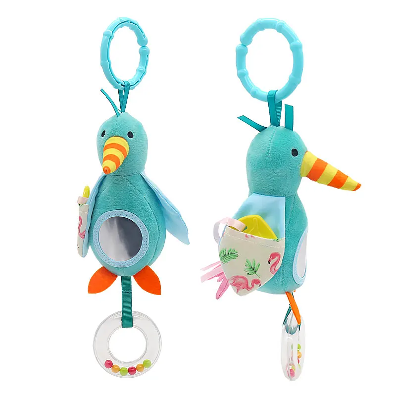 Infant soft plush stuffed animal baby stroller bed hanging cute woodpecker bird toy