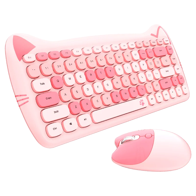 New Stylish Retro round 78-Keys Mini Wireless Keyboard and Mouse Multimedia Multifunctional for Phone Use