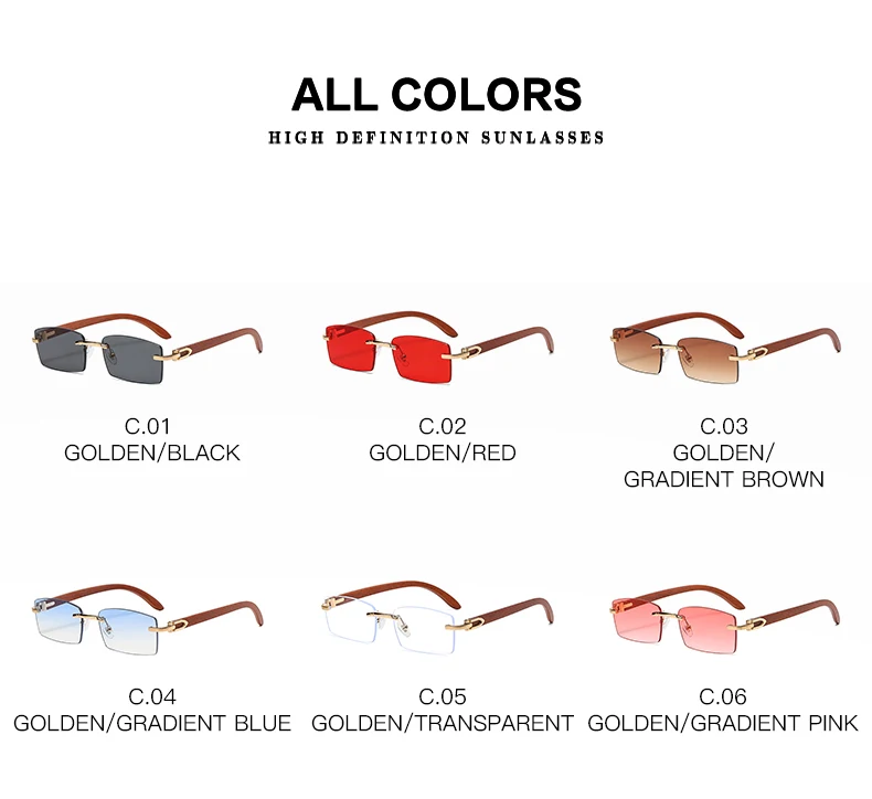 832 frameless glasses  wood grain glasses leg outdoor sun protection sunglasses