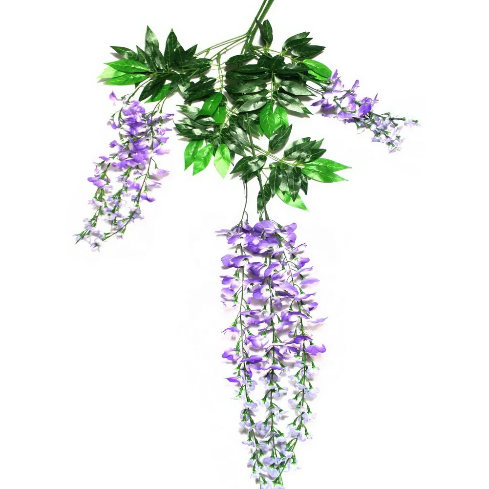 105cm Artificial Silk Wisteria Garden Hanging Flower Plant Vine for  Home Garden Wedding Arch Decoration