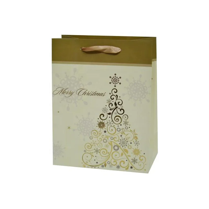Free sample wholesale custom printing logo Christmas shopping bag party gift bags with handle