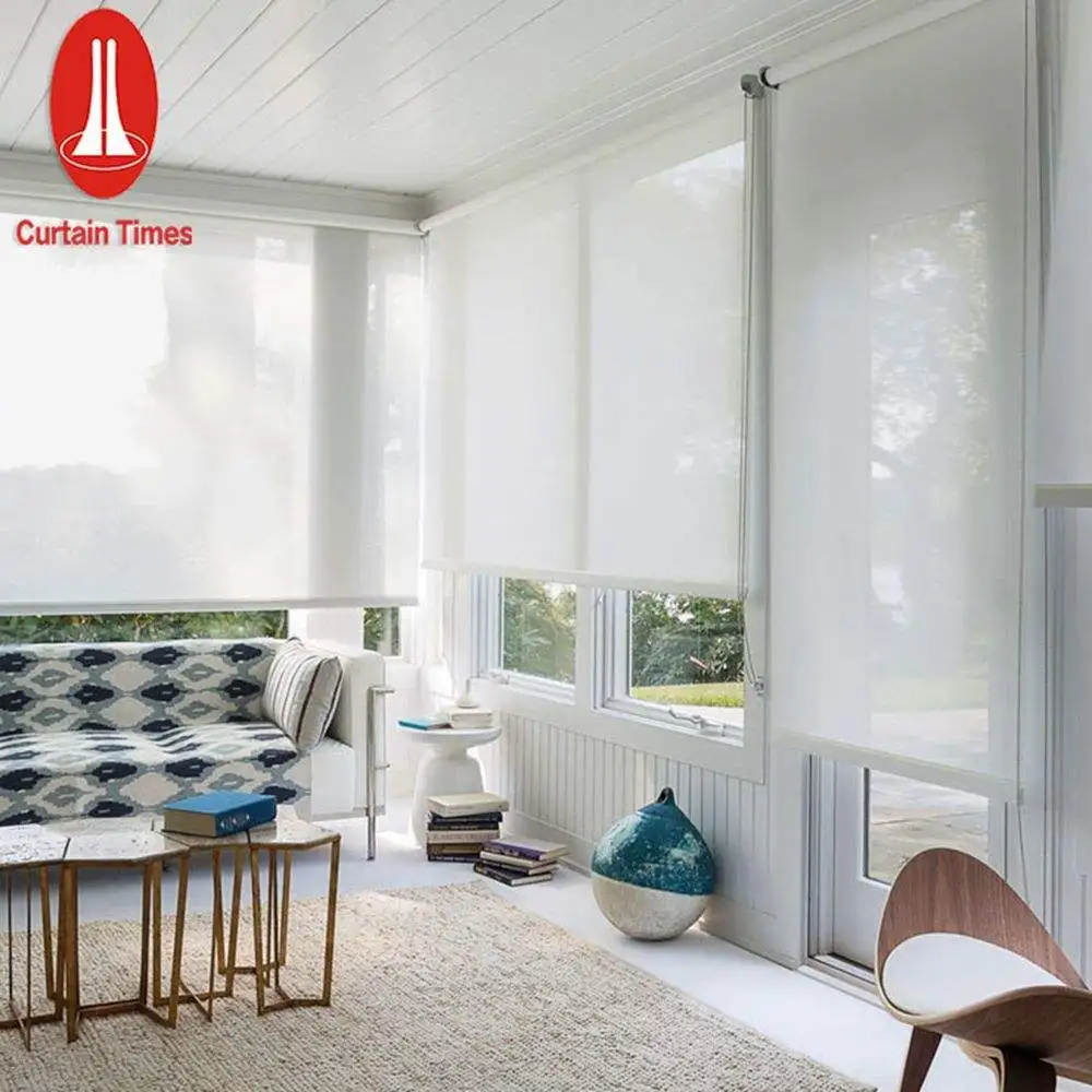 Popular Roller Chain Red Layer Aluminium Composite Pole Motors Outdoor Sun Shade Portable Roller Blinds