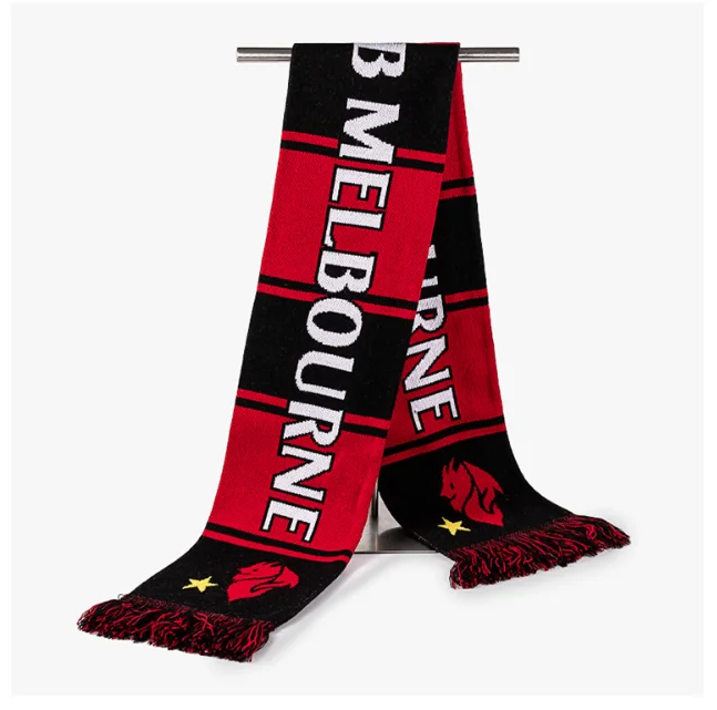 Customized College Sport Football Scarf  knitting Scarf  Satin Polyester Football Club Fan Double Side printed Flag Scarf