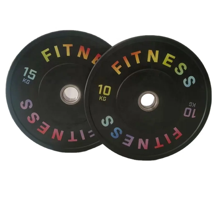 Hot sale Gym equipment fitness  body building weight lifting black rubber weight plate bumper plate colorful weight plate