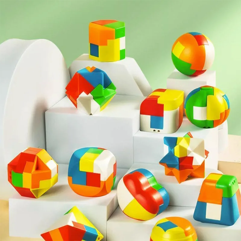 RTS New twelve styles puzzle unlocking ball kids educational Toys assemble Ball keychain