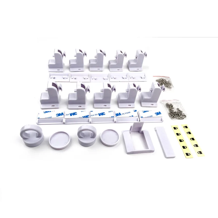 Manufacturer Low Price Kitchen Cupboard Cabinet Invisible Baby Safety Drawer Lock 12 Pack+2 Keys Baby Proofing Kit