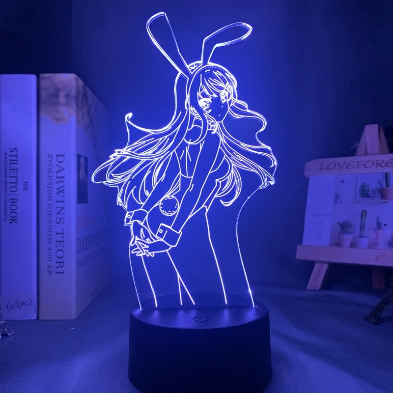  Аниме Waifu Mai Sakurajima светодиодный ночник для спальни Декор светильник подарок друга Bunny Girl Светодиодная