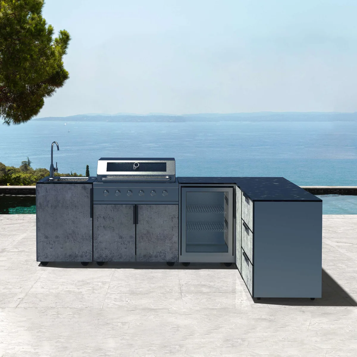 JN01  Outdoor Kitchen Aluminum PVC Board Modular bbq grill outdoor kitchen