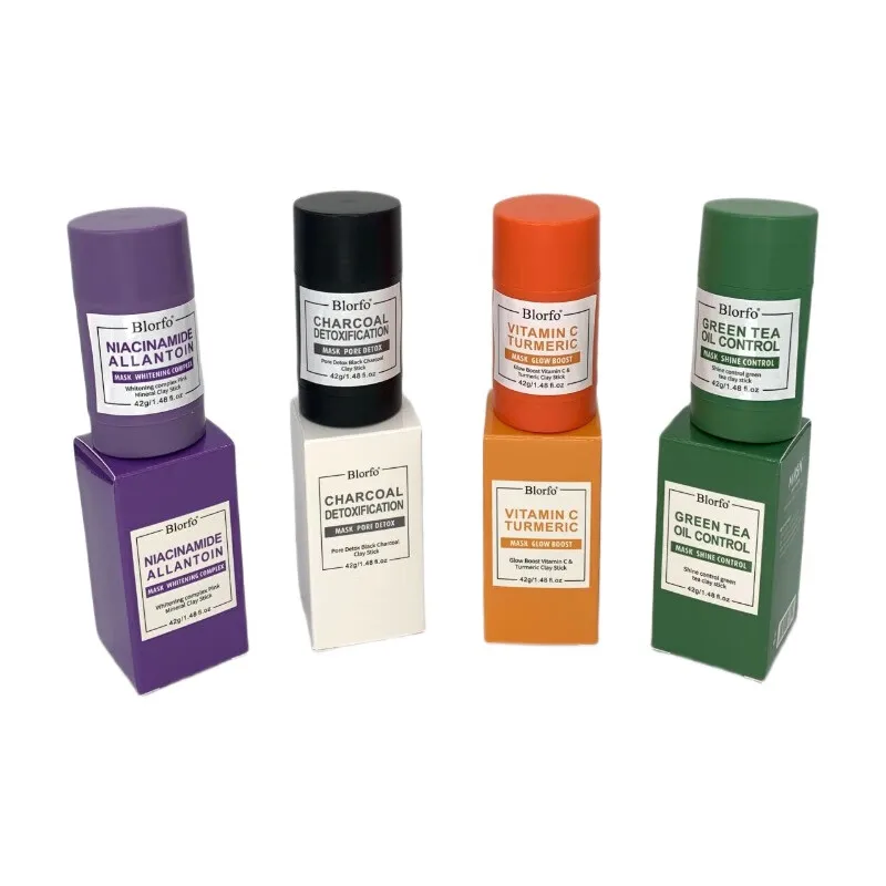 OEM Rose Bamboo Charcoal Green Tea Eggplant Whitening Facial Stick Mud Mask Purifying Cleansing Oil Control