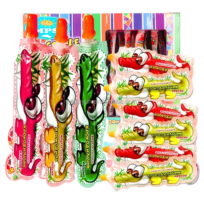 Crocodile Shaped Toothpaste Jam Wholesales Factory Price Halal Strawberry Sweet Juice Bag Sour Liquid Candy
