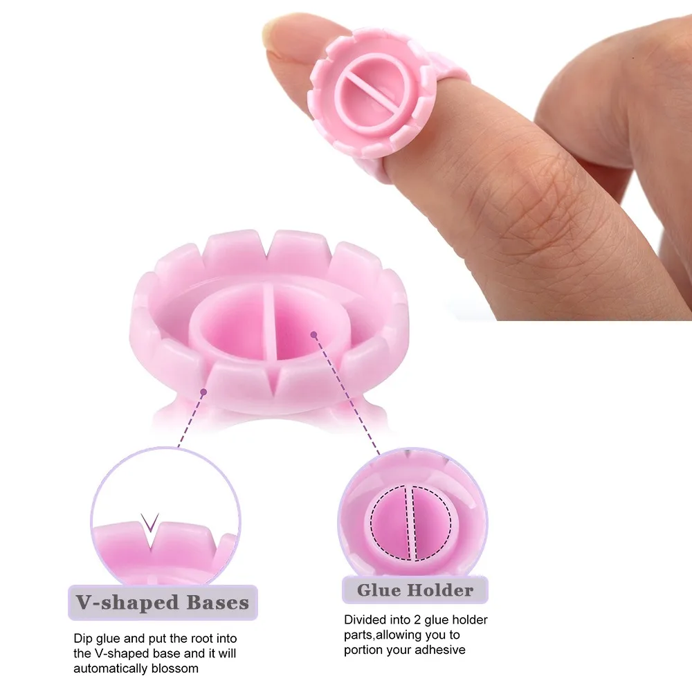 Wholesale Eyelash Glue Holder 100pcs/pack Plastic Disposable Eyelash Extension Glue Heart Shape Plastic Eyelash Glue Ring
