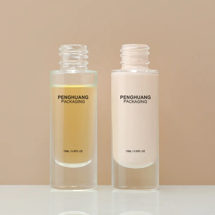 Refillable Glass Foundation Bottle Pump Press Bottle Sample Travel Cosmetic Container Dispenser for Skincare Packaging