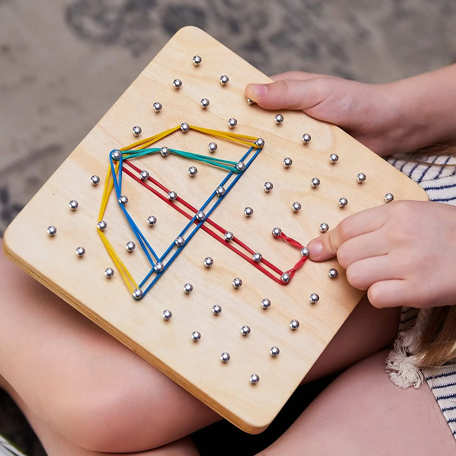 Wooden Geoboard Mathematical Manipulative Material Array Block Geo Board Graphical Educational Toy With Pattern Cards Montessori