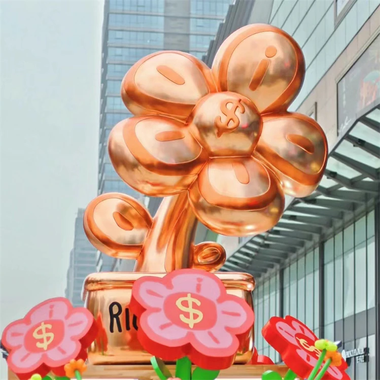 Customized fiberglass cartoon tree sculpture shopping mall decorated with large fiberglass statues