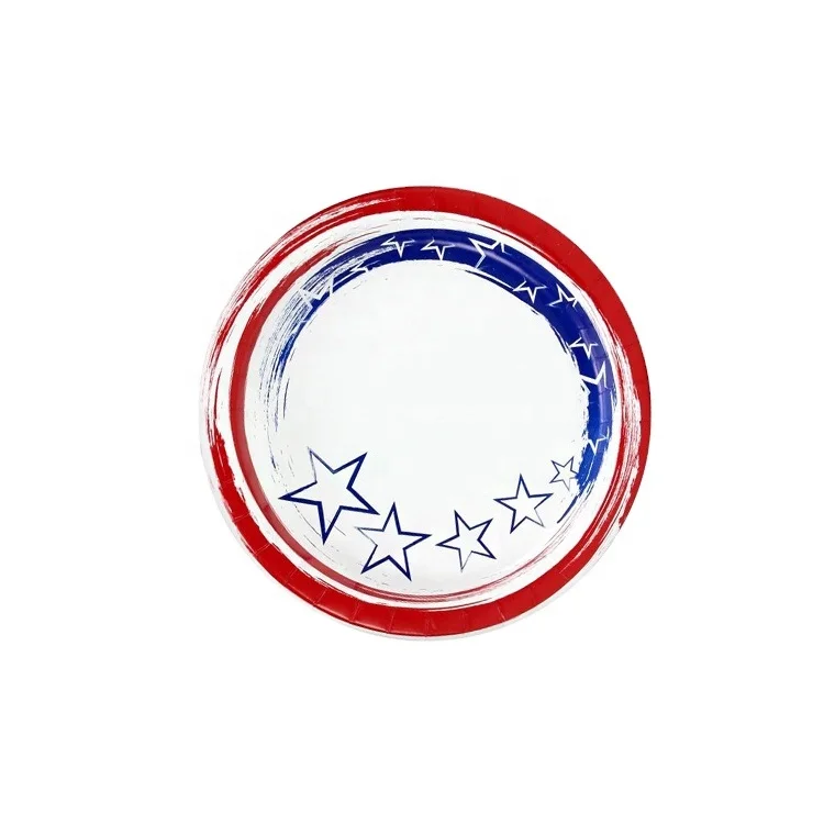 American Day with Printed Colored Design Vintage Restaurant Party Paper Plate