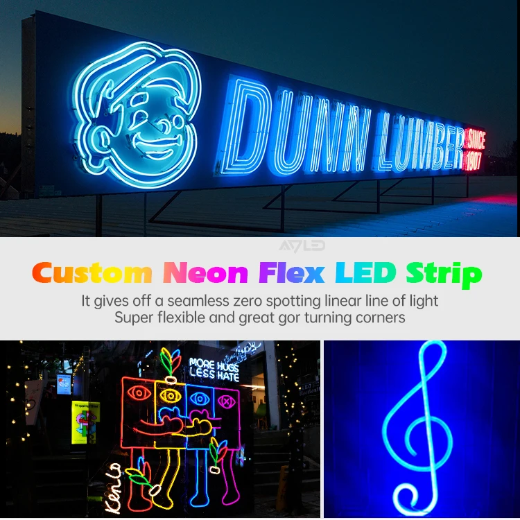 6 X 12mm Colorful Neon LED Strip Light Flexible LED Strip Neon Lights IP65 Waterproof 12V for Sign Letters Decoration
