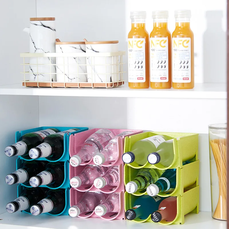 Creative refrigerator beverage storage box can stack beer cans drop-proof plastic storage rack