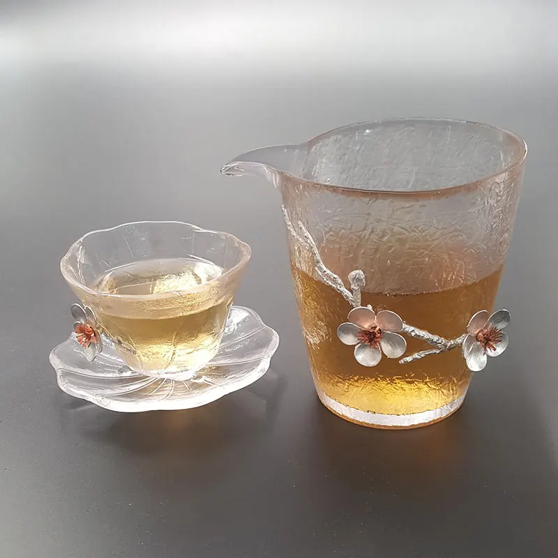 Best Selling Drinking Teaware Heat-resistant Tea Cup And Coaster Glass Fair Cup Saucers For Pouring Tea