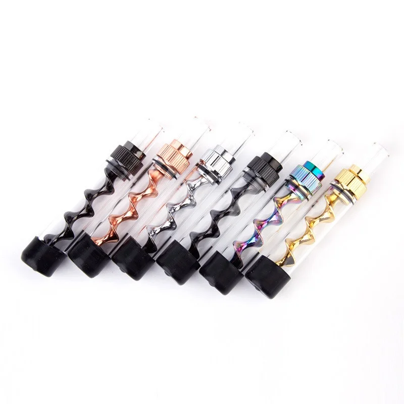 Portable Spiral Orbit Pipe V12 Mini Twisty Metal Mouth Tips Smoking Tool Dry Herb Weed Pipe with Cleaning Brush Gift for Men