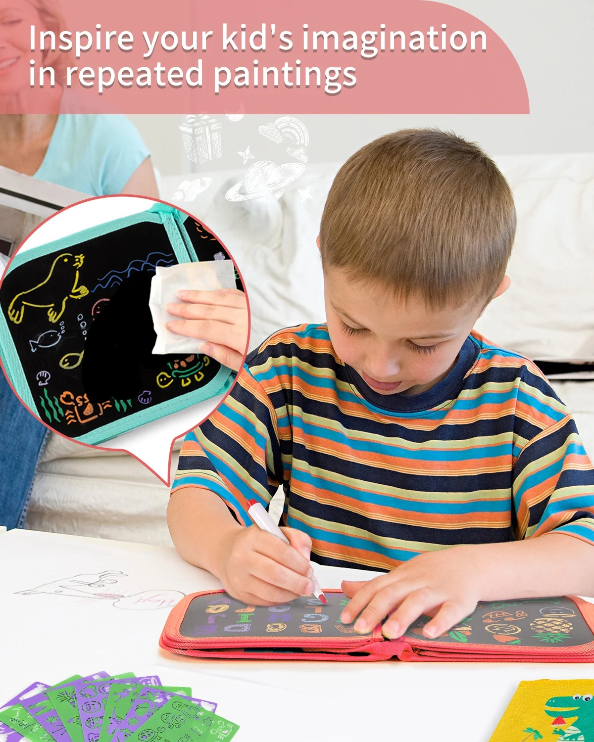 Hot Sale Erasable Doodle Book Drawing Pads With 12 Watercolor Pens Children Magic Drawing Book Kids Painting Set